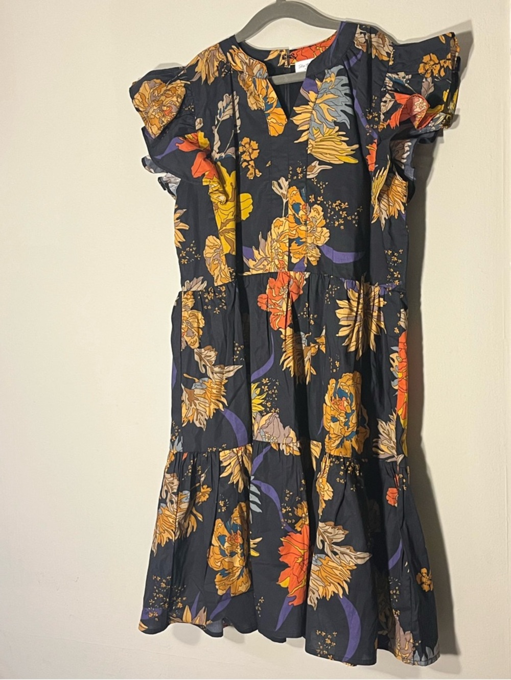 Shop the Mint Girls At This Time Black Floral Boho Cotton Tiered Dress 14/16 XL